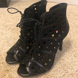 Black lace up booties